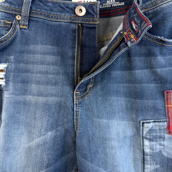 EV1 Jeans Alex Relaxed Vintage Distressed Patchwork Boyfriend Jeans Women’s 14 - Picture 4 of 16